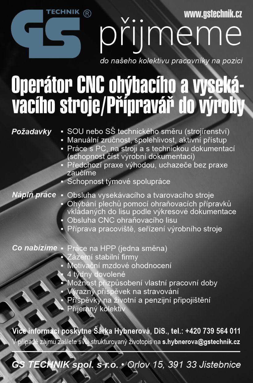 Volná pracovní pozice GS technik
