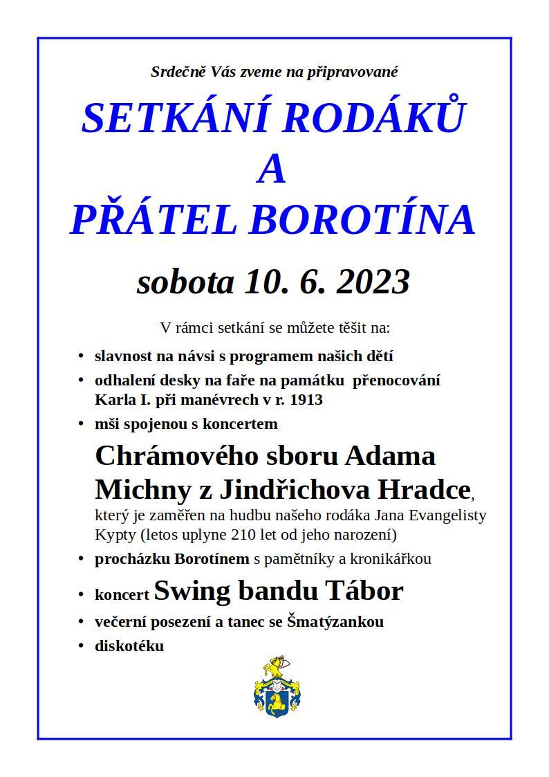 Setkání rodáků a přátel Borotína