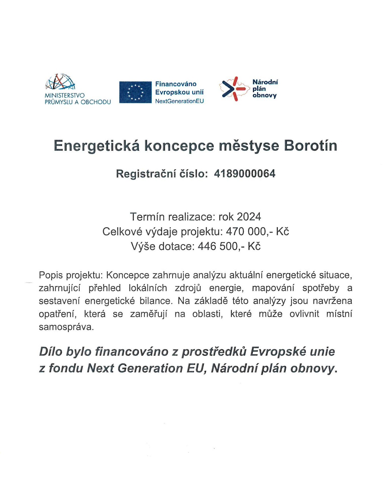 Energetická koncepce městyse Borotín