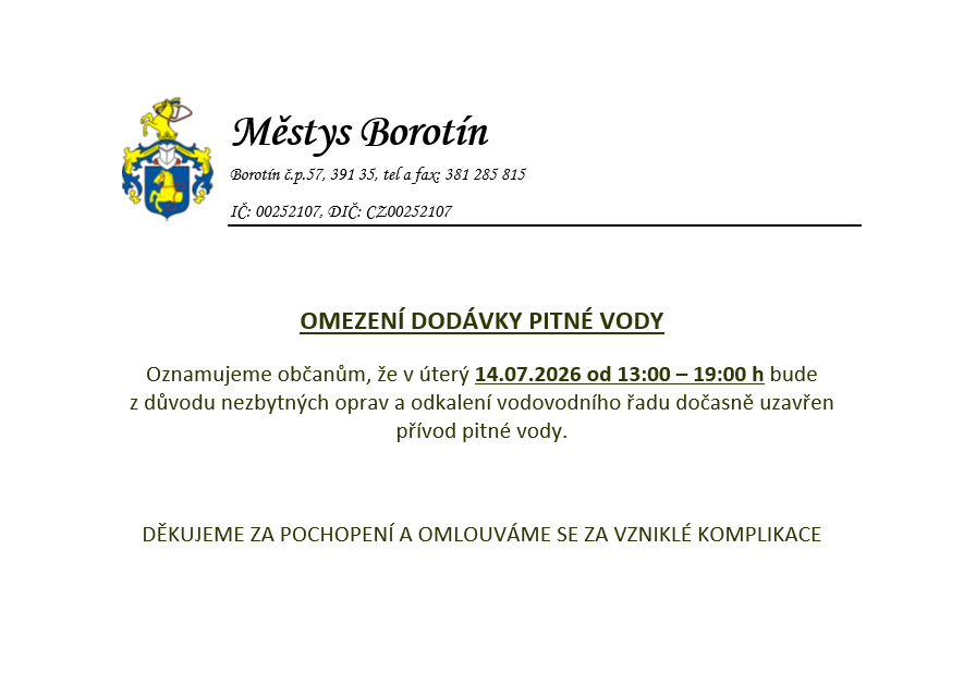 Omezení dodávky pitné vody
