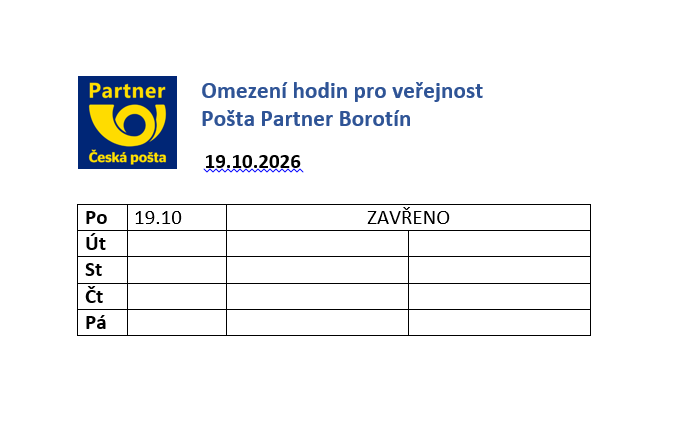 Omezení hodin na Poště Partner